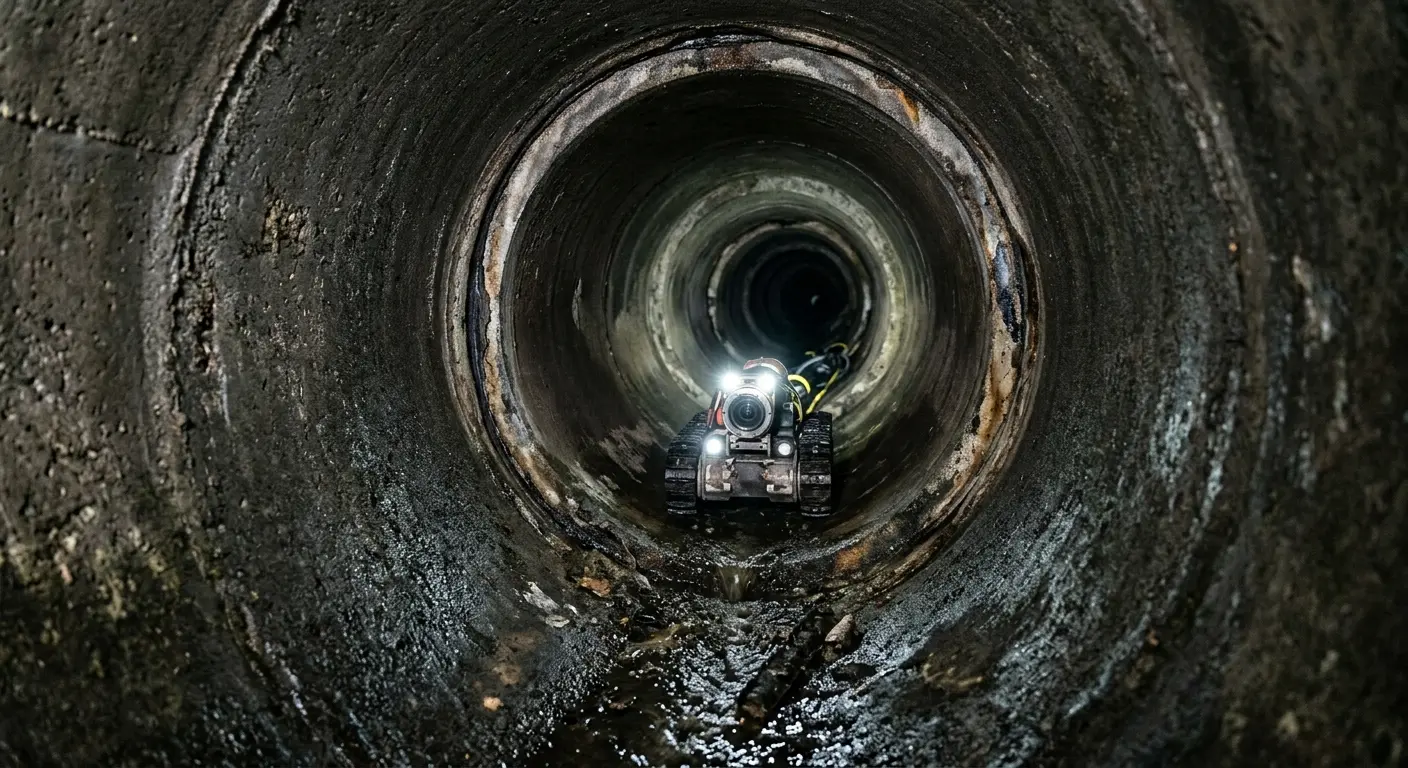 Robotic sewer camera inspecting pipe interior for Sewer Line Cleaning in Lyons
